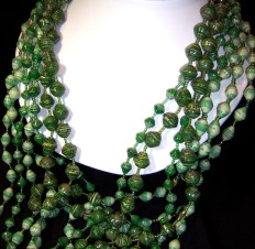 10  Ugandan Paper Bead Necklace - Green