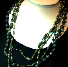 11 Ugandan Paper Bead Necklace - Moss_Dark Green