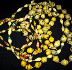 12  Ugandan Paper Bead Necklace - Yellow_Black