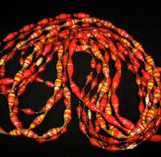 13 Ugandan Paper Bead Necklace - Red