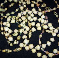 15  Ugandan Paper Bead Necklace - Creme