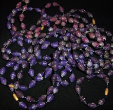 16  Ugandan Paper Bead Necklace - Purple