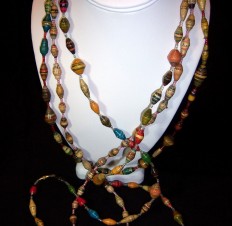 17  Ugandan Paper Bead Necklace - Mulit-colored