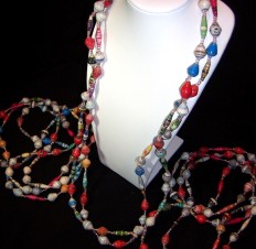 18 Ugandan Paper Bead Necklace - Long Multi-Colored