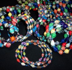 5 Ugandan Paper Bead Expandable Wire Wrap Bracelets