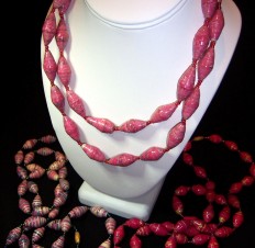 8 Ugandan Paper Bead Necklace - Pink