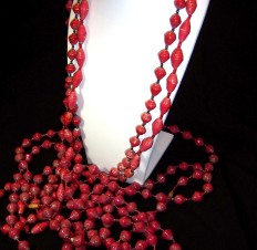 9  Ugandan Paper Bead Necklace - Cherry Red